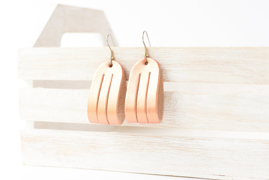 Leather Earrings / Mini Sliced / Rosy Copper