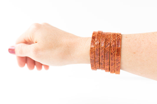 Leather Bracelet / Original Sliced Cuff / Vintage Brown / Regular