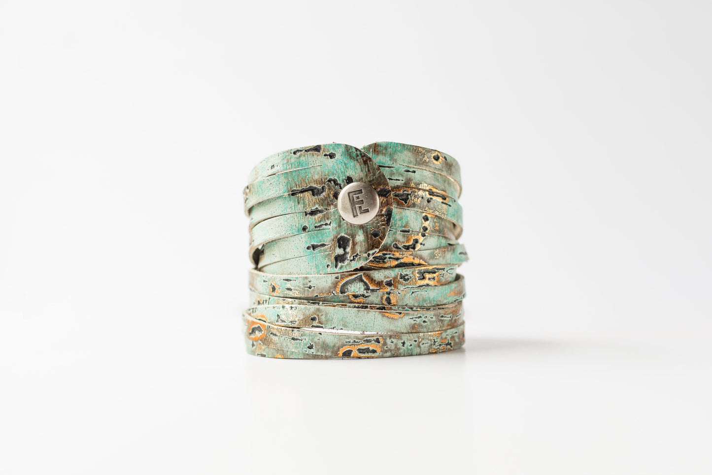 Leather Bracelet / Original Sliced Wrap Cuff / Driftwood Turquoise