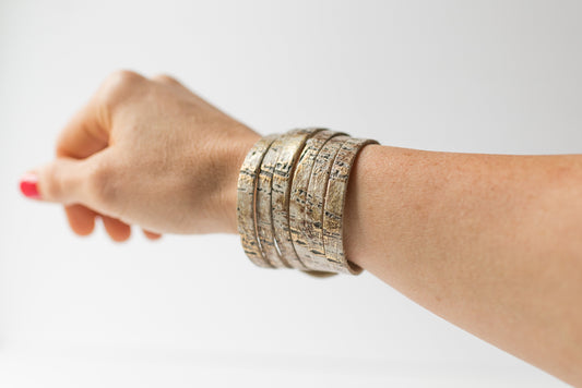 Leather Bracelet / Original Sliced Cuff / Driftwood Ivory / Small
