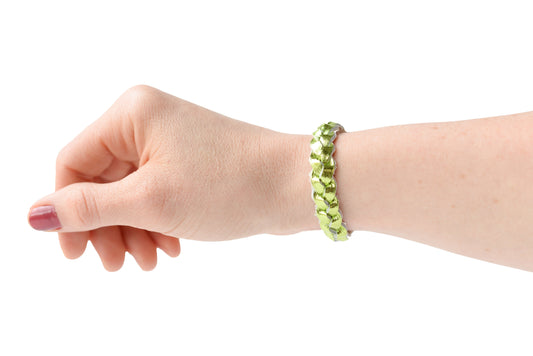 Braided Leather Bracelet / Metallic Lime