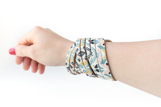 Leather Bracelet / Original Sliced Wrap Cuff / Morocco Cork / Regular