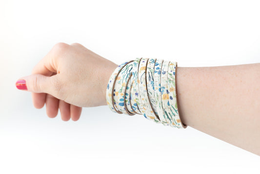 Leather Bracelet / Original Sliced Wrap Cuff / Springy Cork / Extra Large