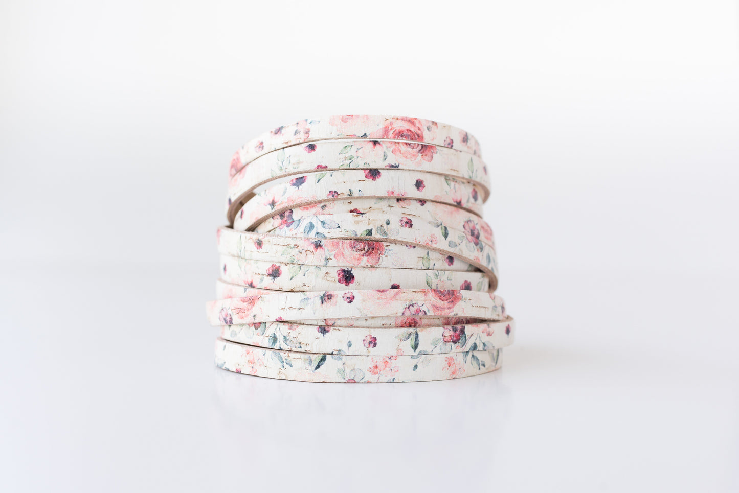 Leather Bracelet / Original Sliced Wrap Cuff / Rosey Cork / Extra Large