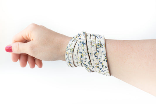 Leather Bracelet / Original Sliced Wrap Cuff / Lemon Verbena Cork