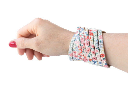 Leather Bracelet / Original Sliced Wrap Cuff / Blossom Cork