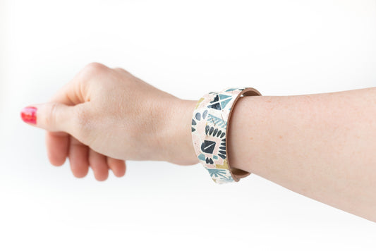 Leather Bracelet / Slim Wrap Cuff / Morocco Cork / Small