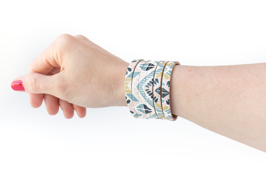 Leather Bracelet / Original Sliced Cuff / Morocco Cork / Small