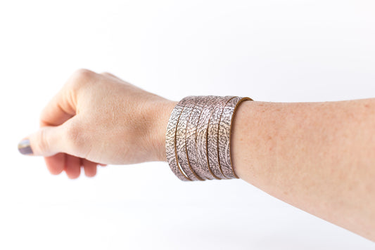Leather Bracelet / Original Sliced Cuff / Antique Rosegold / Extra Large