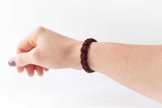 Braided Leather Bracelet / Sangria Suede