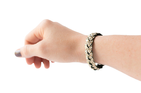 Braided Leather Bracelet / Golden Lilypad / Extra Large
