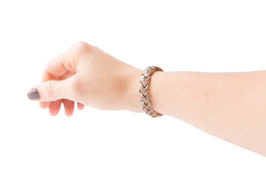 Braided Leather Bracelet / Antique Rosegold