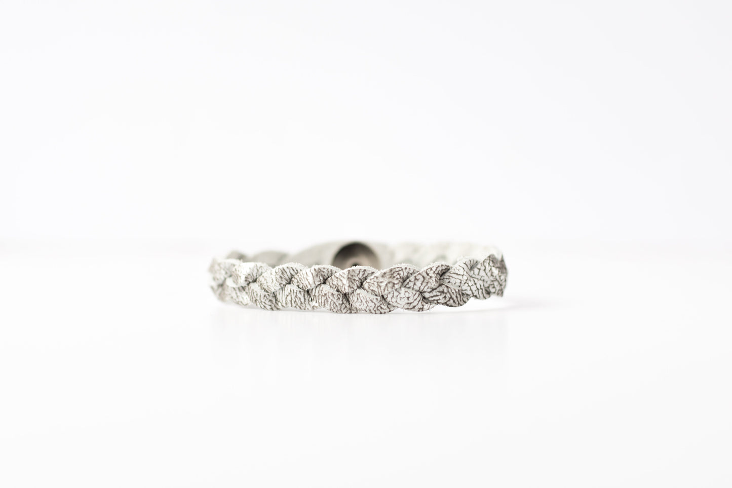 Braided Leather Bracelet / Antique Pewter / Large