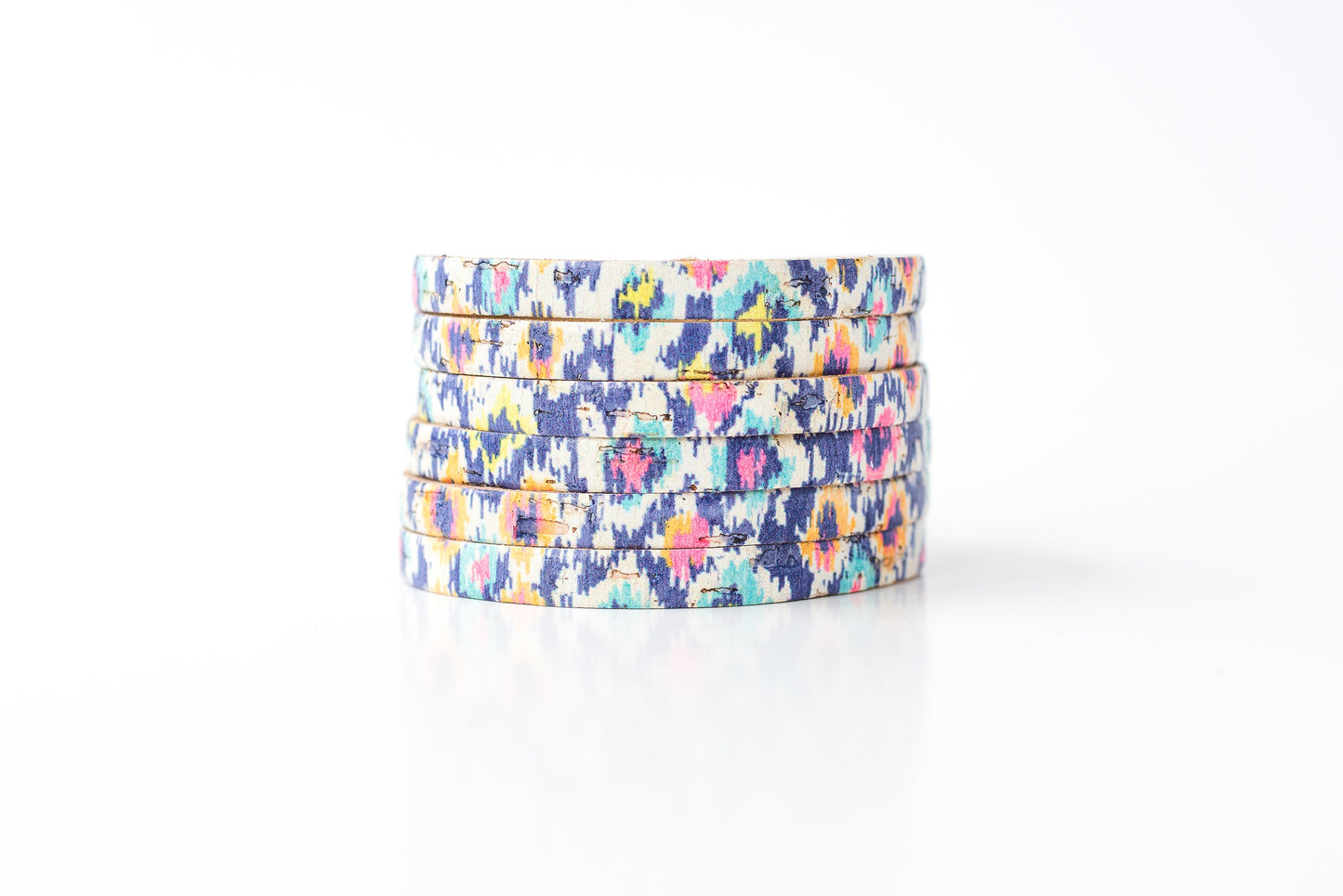 Leather Bracelet / Original Sliced Cuff / Summer Fun Cork