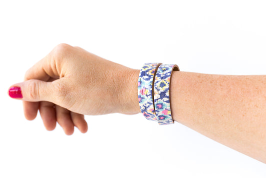 Leather Bracelet / Slim Wrap Cuff / Summer Fun Cork
