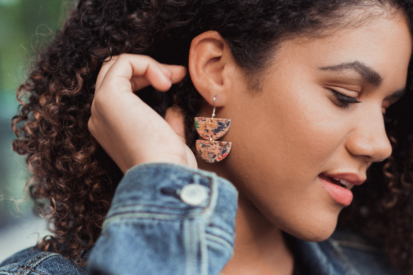 Leather Earrings / Demi Luna / Avocado