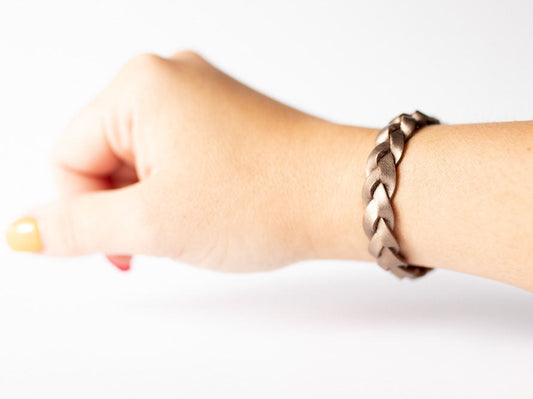 Braided Leather Bracelet / Smooth Bronze / Kids