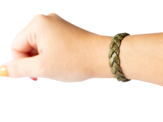Braided Leather Bracelet / Irish Moss