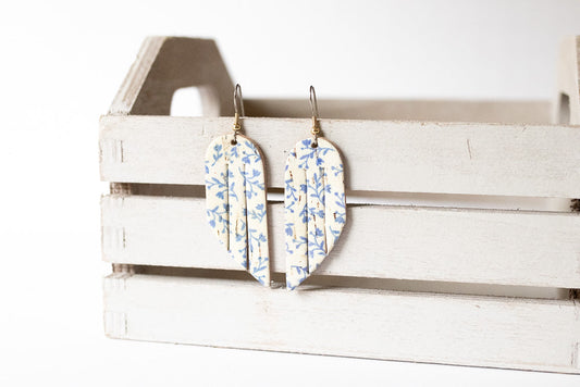 Leather Earrings / Mini Fringe / Porcelain Cork