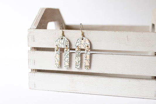 Leather Earrings / Mini Sunrays / One Line Art Cork