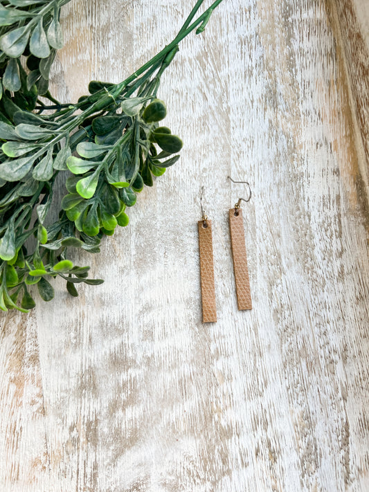 Leather Earrings / Simple / Khaki