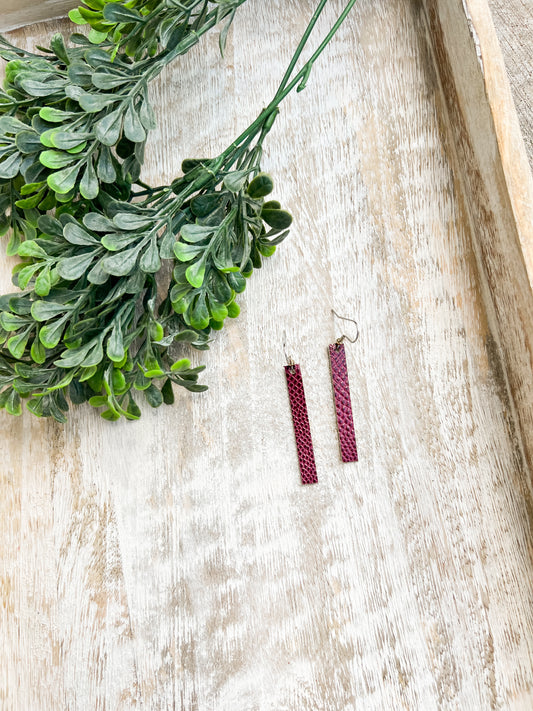 Leather Earrings / Simple / Blackberry