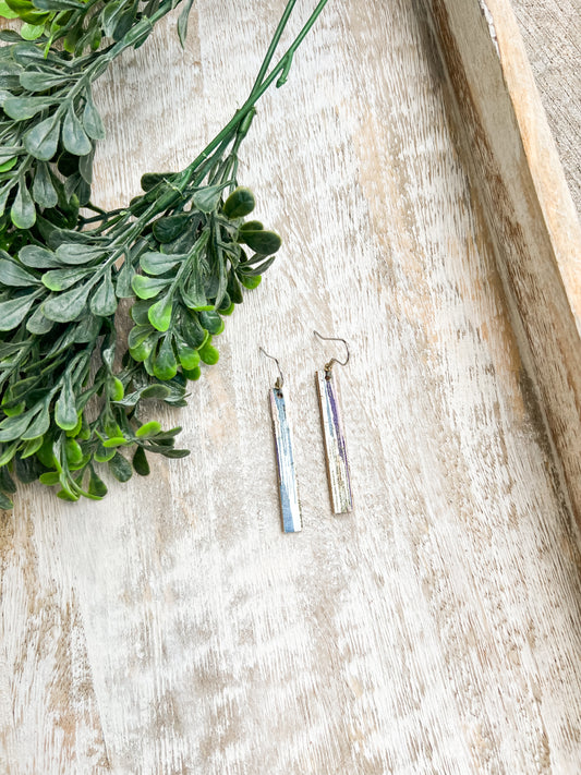 Leather Earrings / Simple / Retro Stripes Cork