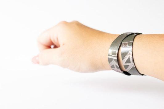 Leather Bracelet / Slim Wrap Cuff / Moto Gray / Regular