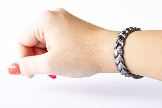 Braided Leather Bracelet / Soft Graphite