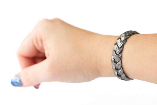 Braided Leather Bracelet / Graphite