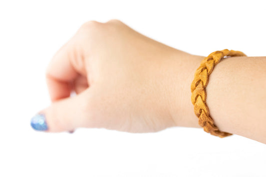 Braided Leather Bracelet / Distressed Saddle / Extra Large