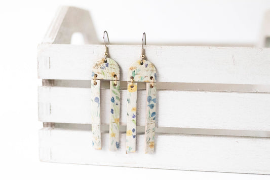 Leather Earrings / Sunrays / Springy Cork