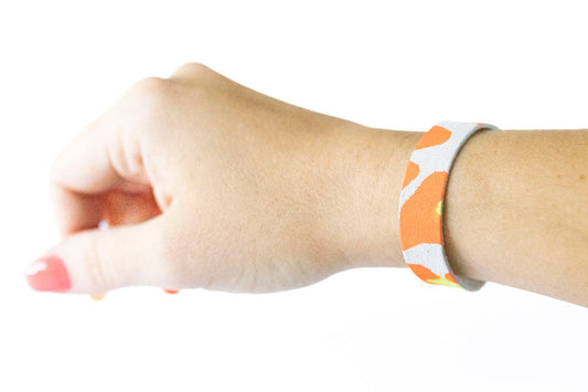 Leather Bracelet / Skinny Slim Cuff / Neon Leopard