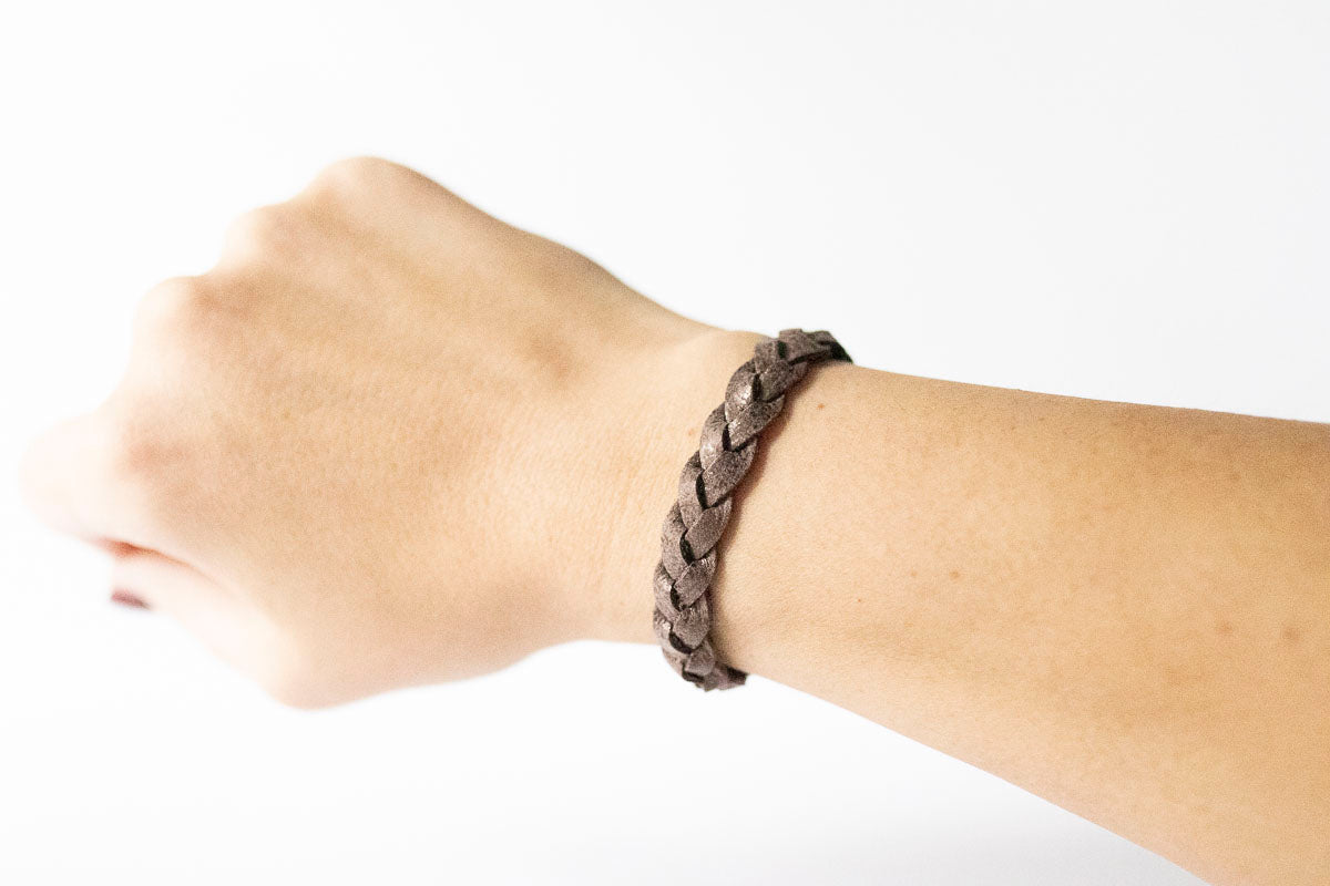 Braided Leather Bracelet / Chocolate Frosting
