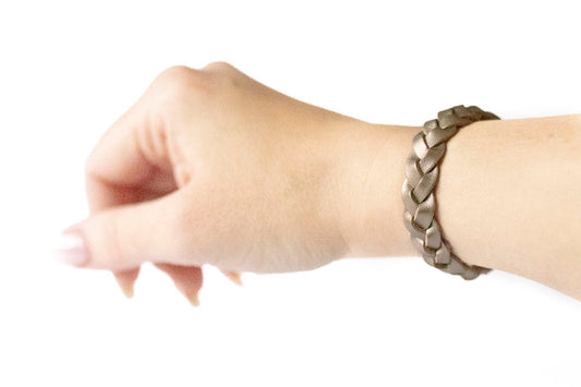 Braided Leather Bracelet / Gold Earth