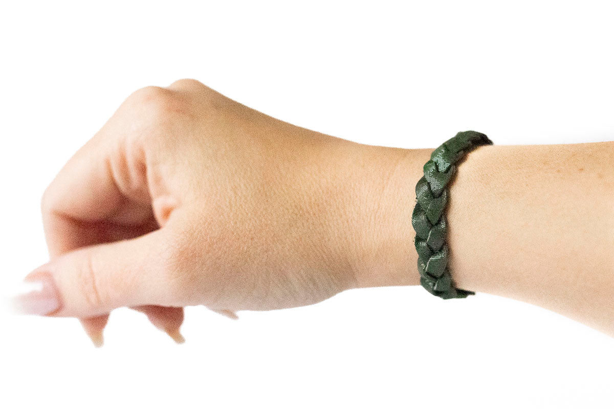 Braided Leather Bracelet / Forest Dew