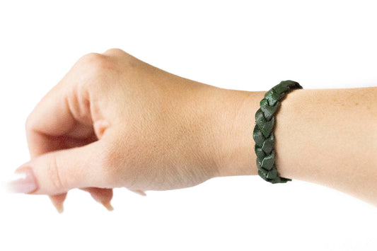 Braided Leather Bracelet / Forest Dew