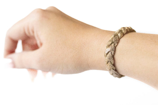 Braided Leather Bracelet / Mixed Metals