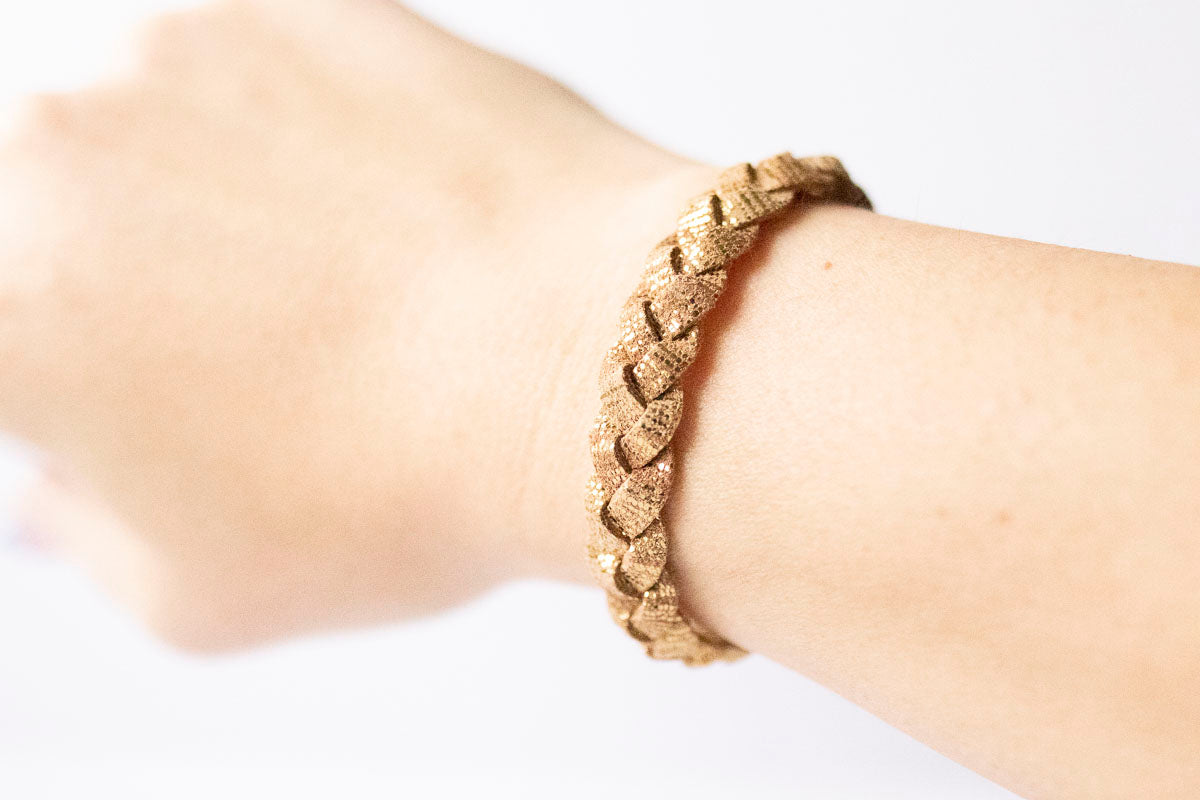 Braided Leather Bracelet / Gold Doubloon