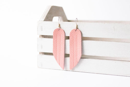 Leather Earrings / Fringe / Strawberry Cream