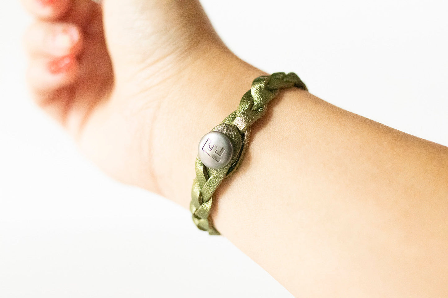 Braided Leather Bracelet / Soft Olive