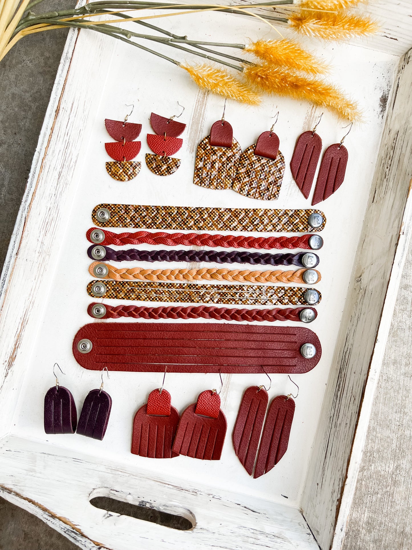 Braided Leather Bracelet / Spiced Cider