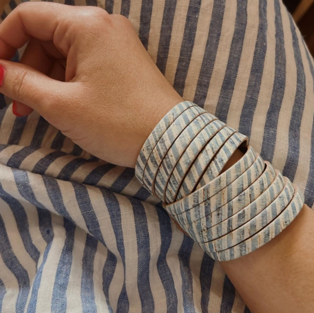 Leather Bracelet / Original Sliced Wrap Cuff / Dottie Cork