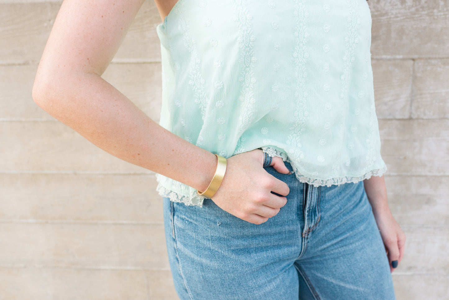 Leather Bracelet / Skinny Slim Cuff / Copper Damask