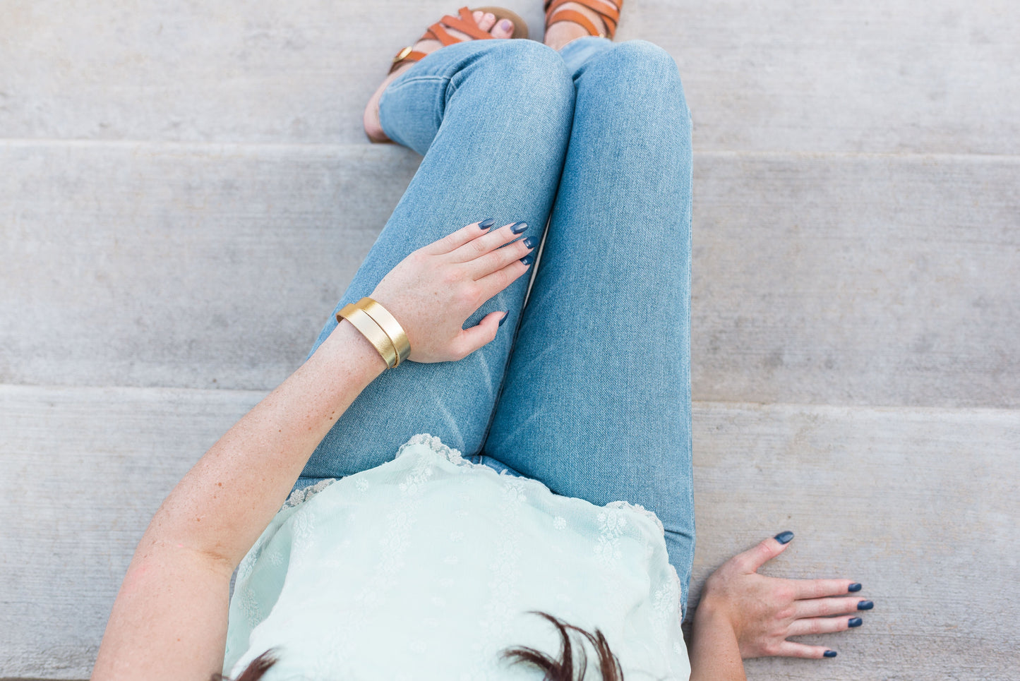 Leather Bracelet / Slim Wrap Cuff / Aztec Geo Cork