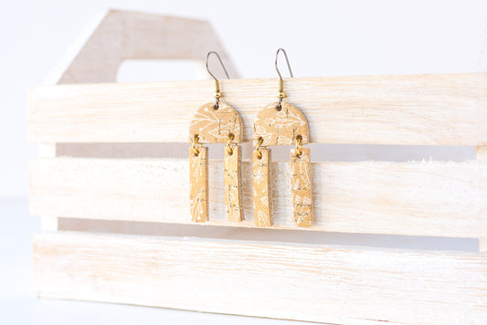 Leather Earrings / Mini Sunrays / Straw Flowers Cork