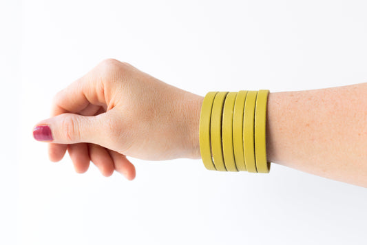 Leather Bracelet / Original Sliced Cuff / Pear / Small