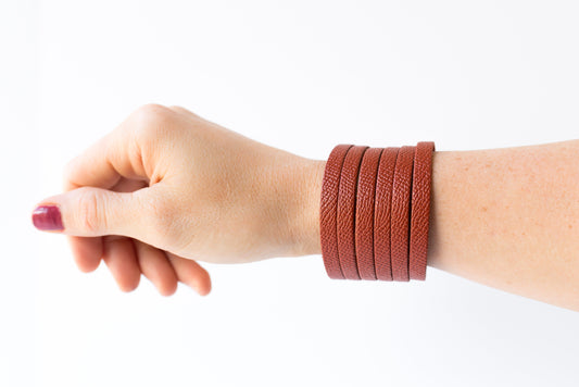 Leather Bracelet / Original Sliced Cuff / Spiced Cider / Small