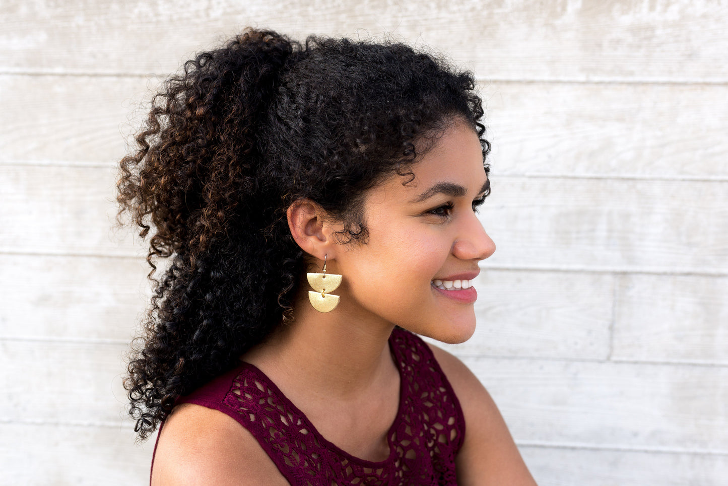 Leather Earrings / Demi Luna / Avocado