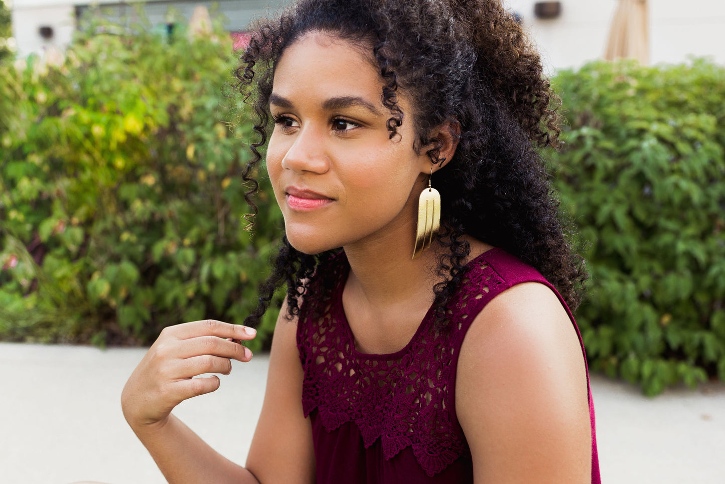 Leather Earrings / Fringe / Washed Dark Brown